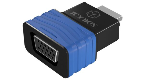 CABLU video Icy Box Dongle HDMI la VGA, Albsatru, plastic, negru, "IB-AC516"