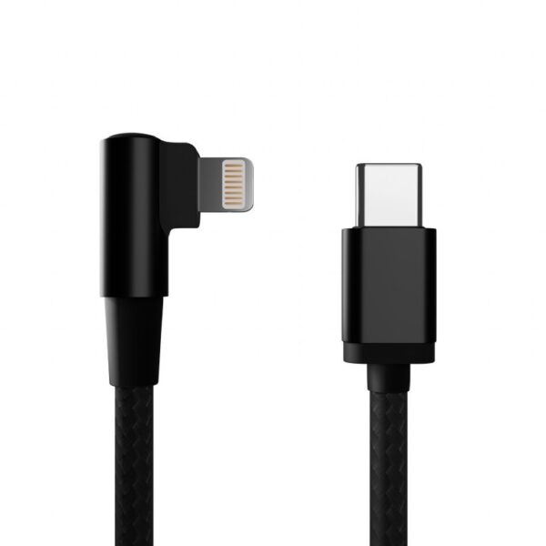 CABLU alimentare si date GEMBIRD, pt. smartphone, USB 2.0 (T) la Lightning (T) 90 grade, 0.2m, negru, "CC-USB2-CMLML-0.2M"