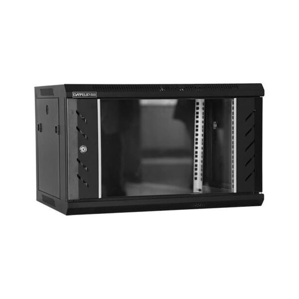 Rack 6U 600x450, dezasamblat, montare pe perete, usa din sticla, panouri laterale detasabile si securizate , culoare negru RAL 9004, DATEUP "MP.6406.9001"