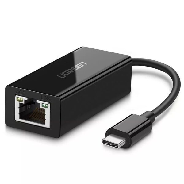 ADAPTOR RETEA Ugreen, "US236" extern, USB Type-C (T) la port 10/100/1000 Mbps  RJ-45, negru "50307"  - 6957303853076