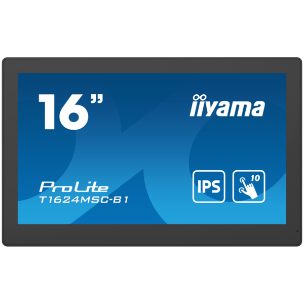 IIYAMA Monitor LED T1624MSC-B1 15.6" Full HD PCAP 10pt touchscreen monitor with IPS panel technology, integrated media player and a hinged stand on the back "T1624MSC-B1" (timbru verde 7 lei)