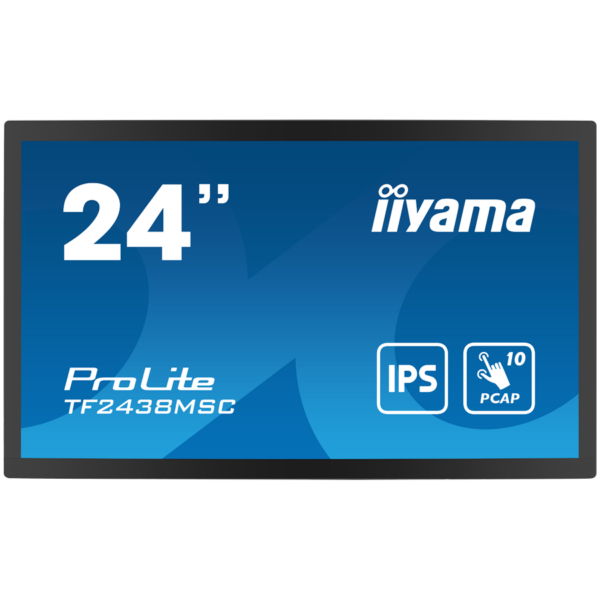 IIYAMA Monitor LED TF2438MSC-B1 TOUCH 23.8" 10pt Optical Bonded PCAP Open Frame 1920 x 1080 600cd 1000:1 5ms bonded PCAP HDMI DP USB landscape, portrait, face-up "TF2438MSC-B1" (timbru verde 7 lei)