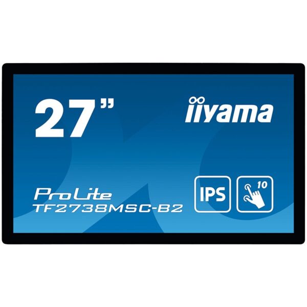 IIYAMA Monitor 27" PCAP Bezel Free 10-Points Touch, 1920x1080, IPS panel,DVI,HDMI,DP,425cd/mp,1000:1,5ms,Landscape,Portrait or Table mount,2x3W, MultiTouch "TF2738MSC-B2" (timbru verde 7 lei)