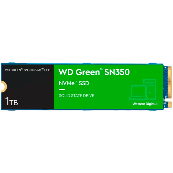 SSD WD Green SN350 1TB M.2 2280 PCIe Gen3 x4 NVMe QLC, Read/Write: 3200/2500 MBps, IOPS 300K/400K, TBW: 100 "WDS100T3G0C-00AZL0"