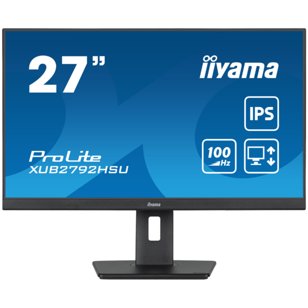 IIYAMA Monitor LED XUB2792HSU-B6 27" IPS Slim-line 1920x1080@100Hz 250 cd/m2 1300:1 0.4ms HDMI DP 4x USB 3.2 HDCP height,swivel,tilt,pivot (rotation both sides) 3y "XUB2792HSU-B6" (timbru verde 7lei)