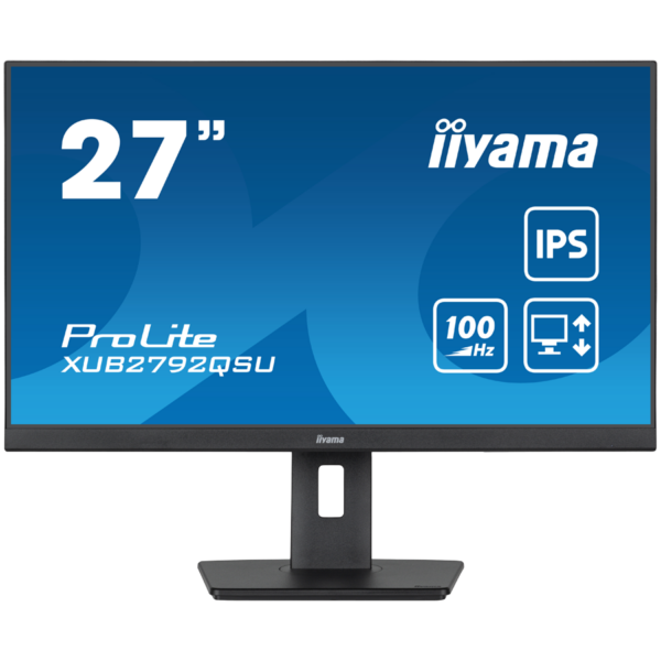 IIYAMA Monitor LED XUB2792QSU-B6 27" WQHD IPS 2560 x 1440 @100Hz 250 cd/m2 1300:1 0.4ms MPRT HDMI DP 4xUSB 3.2 Full Ergonomic "XUB2792QSU-B6" (timbru verde 7 lei)